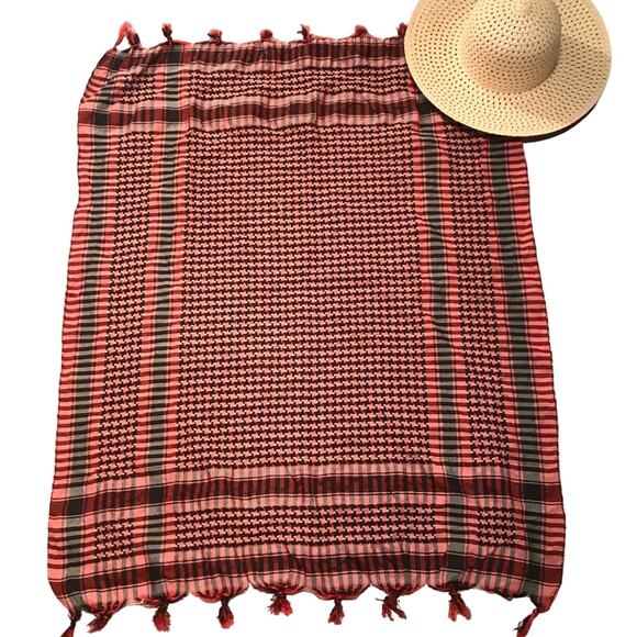 Red, Black & White Scarf, Shawl, Coverup, Blanket - Picture 1 of 8